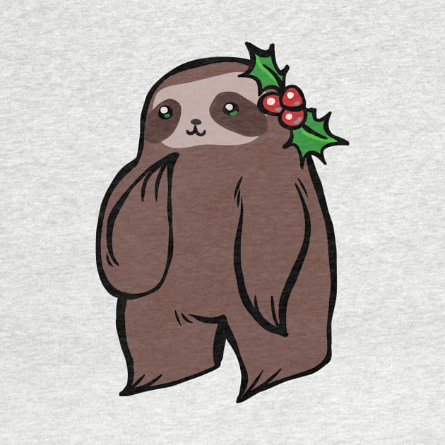 Christmas Holly Sloth by saradaboru